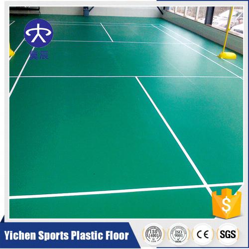 室內羽毛球PVC運動地板，羽毛球場運動地板，荔枝紋綠色PVC塑膠地板